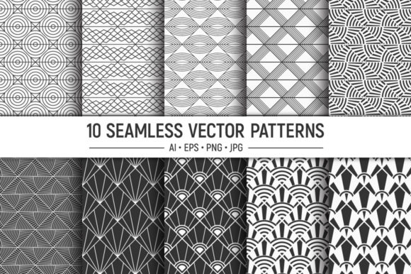 10 Art Deco Seamless Patterns