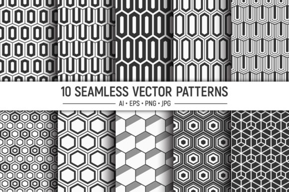 10 Hexagons Seamless Vector Patterns: A Versatile Digital Design Resource