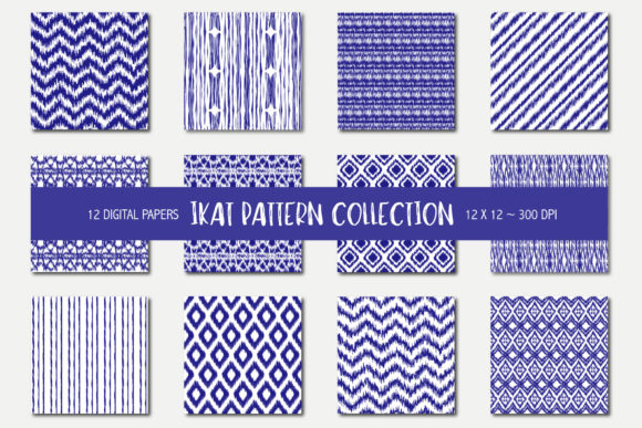 Blue Ikat Scrapbook Paper Patterns: A Versatile Digital Pack for Creative Projects