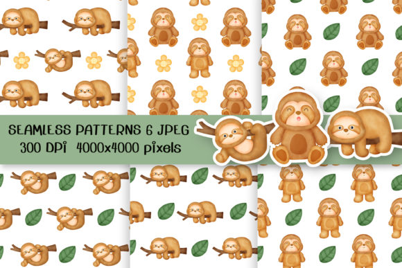 Cute Sloths Seamless Patterns for Creative and Practical Use