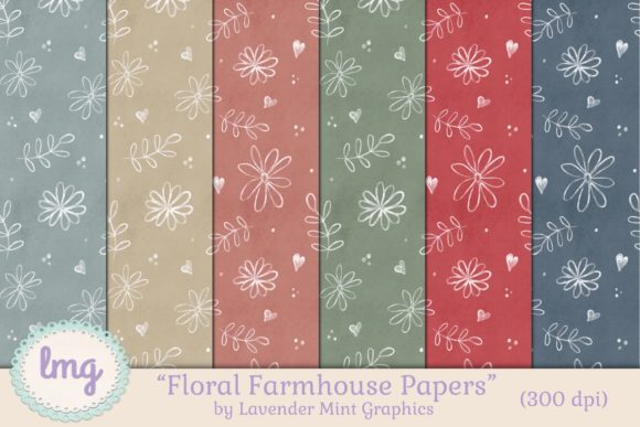 Floral Farmhouse Seamless Patterns for Creative Projects