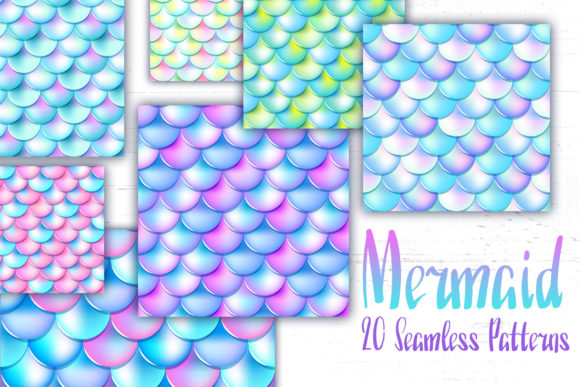 Mermaid Fish Skin Seamless Patterns Set: Elevate Your Summer Style with Holographic Elegance