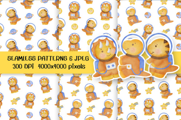 Space Dinosaur Seamless Patterns: A Creative Resource for Designers and Artists
