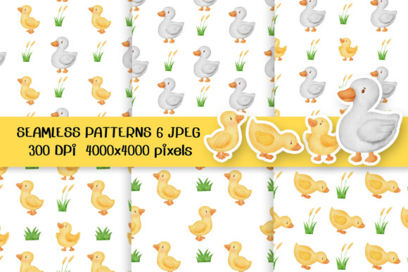 Watercolor Cute Duck Seamless Patterns: A Delightful Addition to Creative Projects