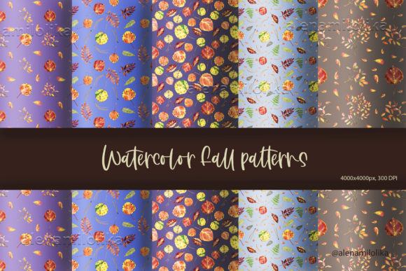 Watercolor Fall Patterns: Autumn Print for Creative Projects