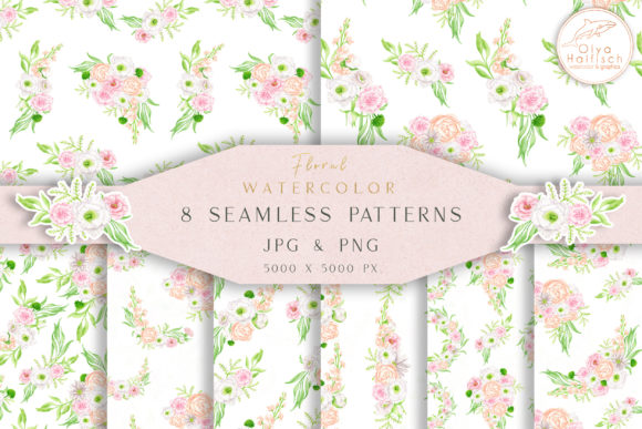 Watercolor Floral Seamless Patterns Set