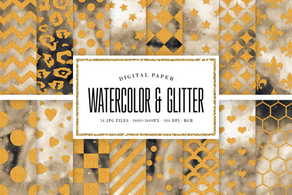 Watercolor Gold Glitter Patterns