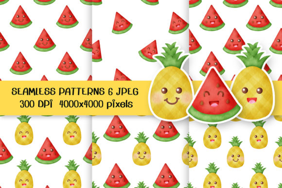 Watercolor Summer Seamless Patterns