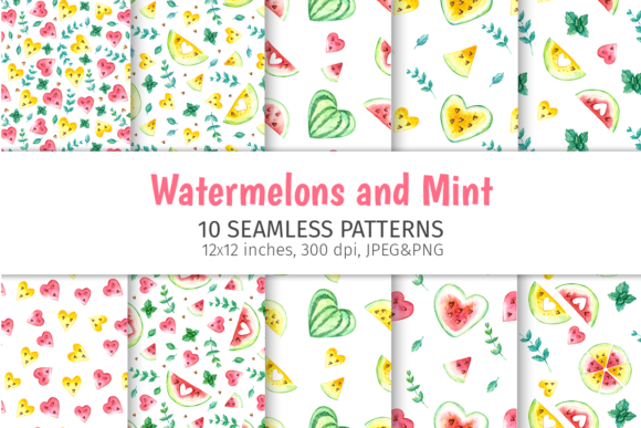 Watermelons Watercolor Seamless Patterns for Creative Projects